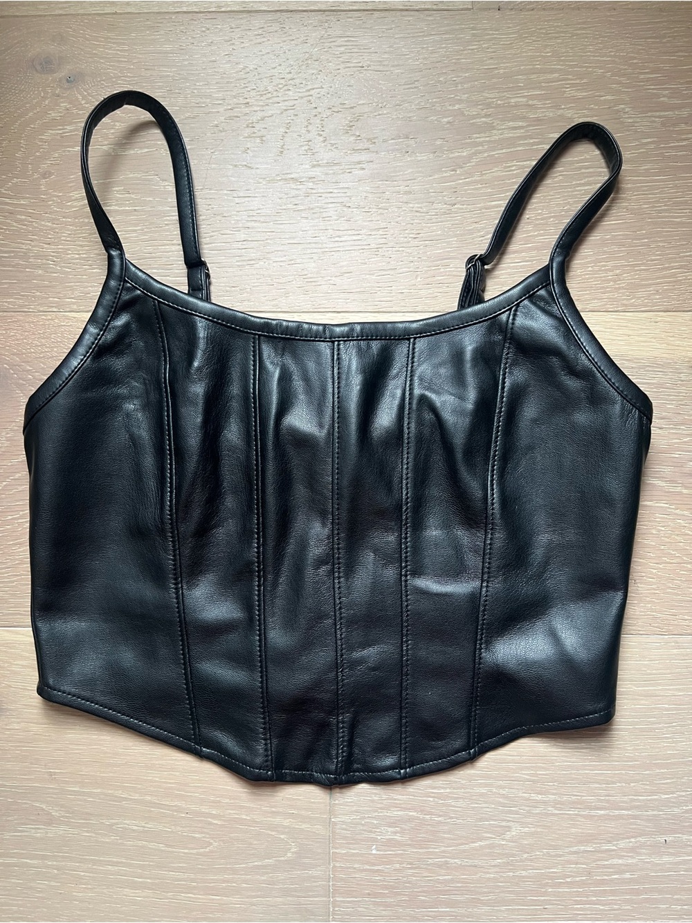 Black Faux Leather Corset-Style Camisole